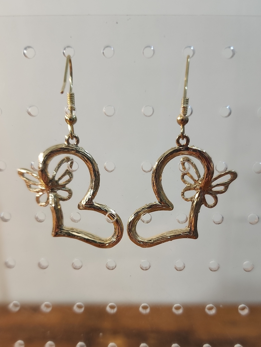 2pcs Rhinestone Heart & Butterfly Decor Earrings Valentines, Mom, Mother, - Picture 9 of 16